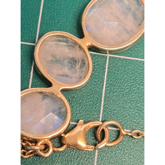 Necklace moonstone 925 sterling gold tone - Picture 7 of 8